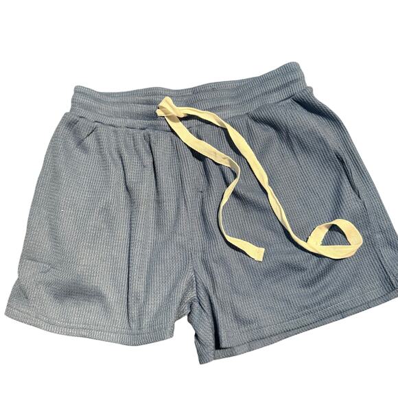 Ekouaer Two Piece Short Sleeve Waffle Knit Loungewear Set, Blue, Small, NWT - Picture 2 of 6